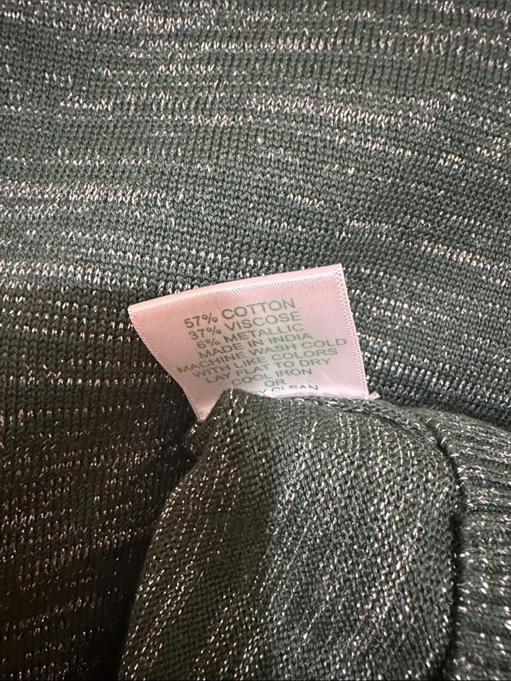 Julia Amory Tippi Top Size L Green Silver Metallic Sold Out Sweater Sleeveless - Picture 2 of 5